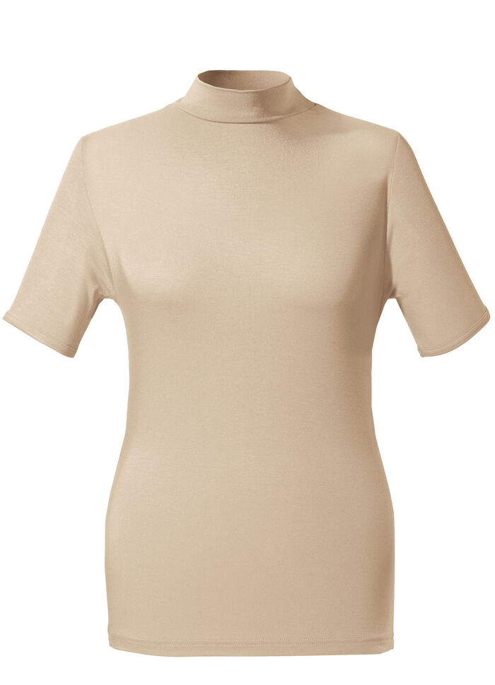 Tvåpack skjortor med ståkrage och korta ärmar 1X BEIGE, 1X SCHWARZ