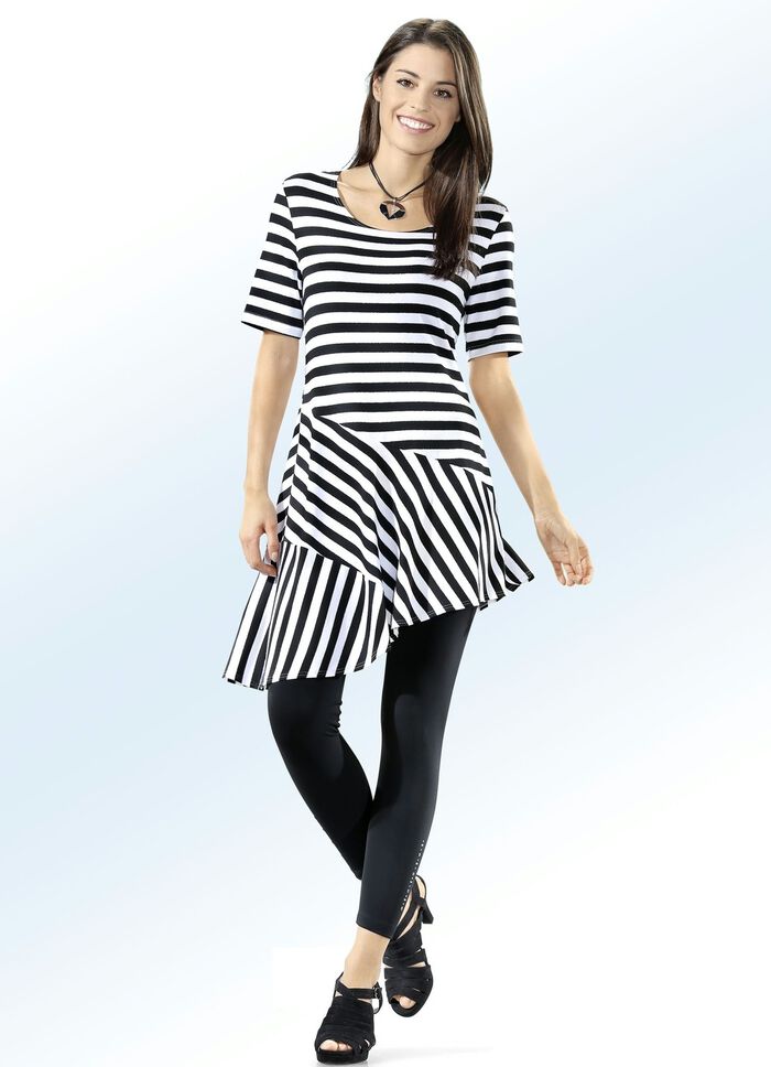 Leggings med elegant, gl&auml;nsande dekorativt motiv SVART