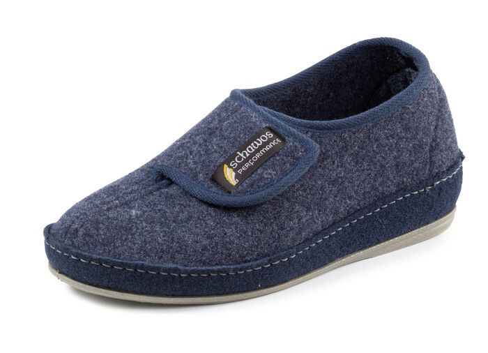 Tofflor i ullfilt med anatomiskt formad fotb&auml;dd MARINE