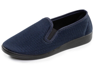 Bekv&auml;ma herrtofflor, bredd H, med anatomiskt formad fotb&auml;dd 