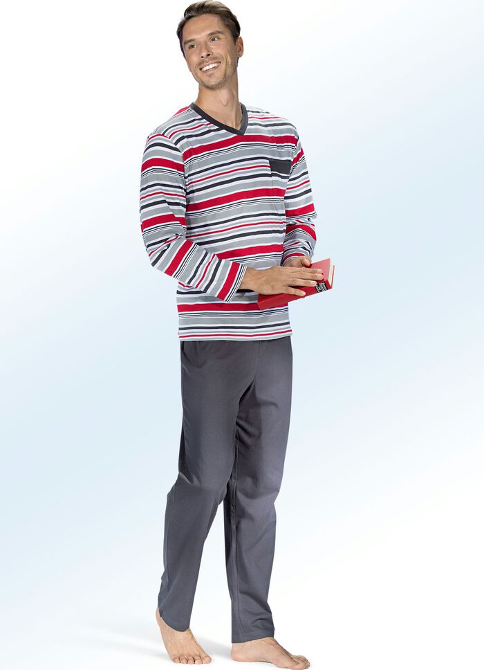 Två paket V-ringad pyjamas med bröstficka, 