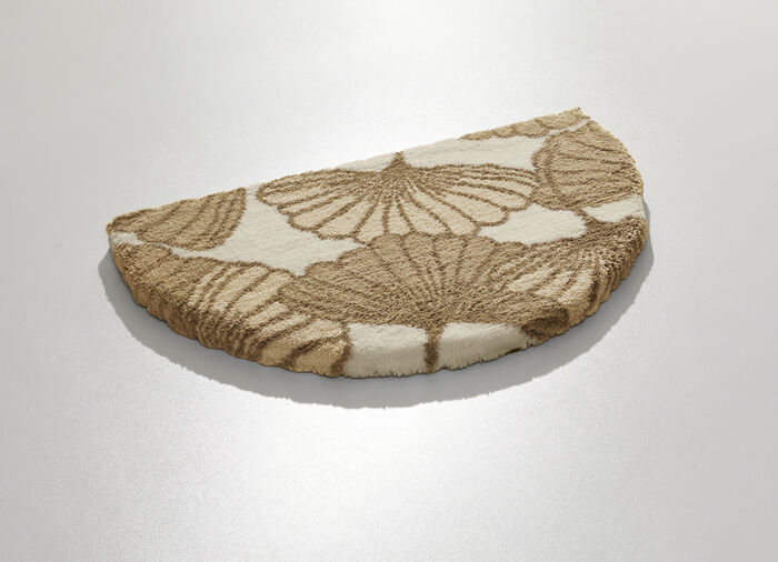 Badrumsset med motiv av ginkgoblad CAPPUCCINO