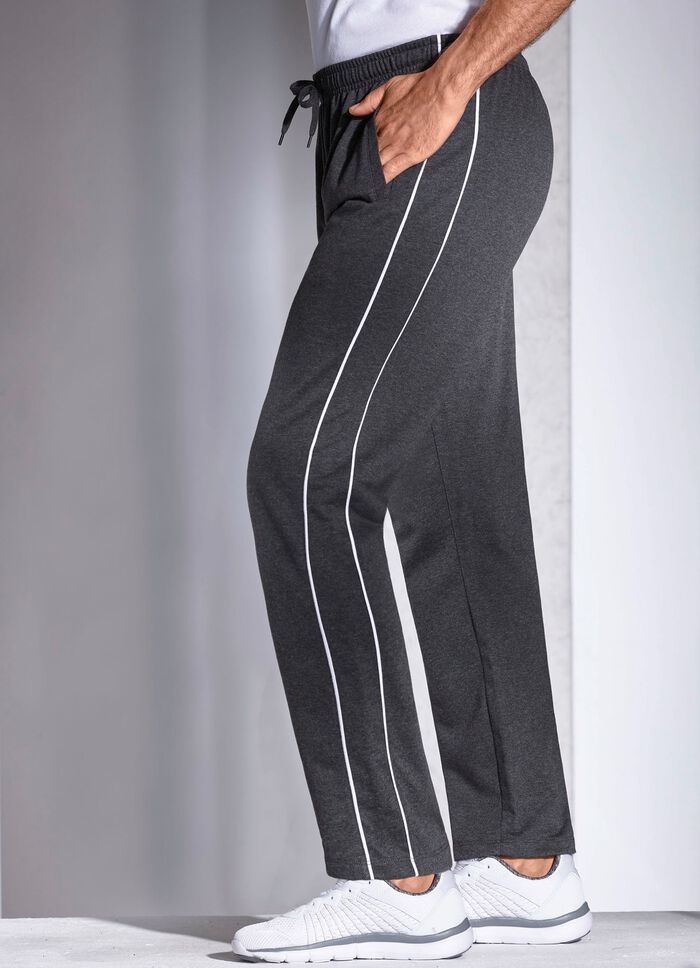 Fritidsbyxor med sidopasspoaler ANTHRAZIT MELIERT