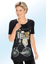 Skjorta med ovanligt kontrasttryck i 3 f&auml;rger SVART