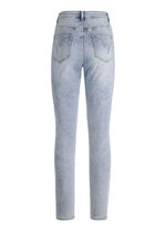 Jeans med strassdekor och glänsande blommotiv 