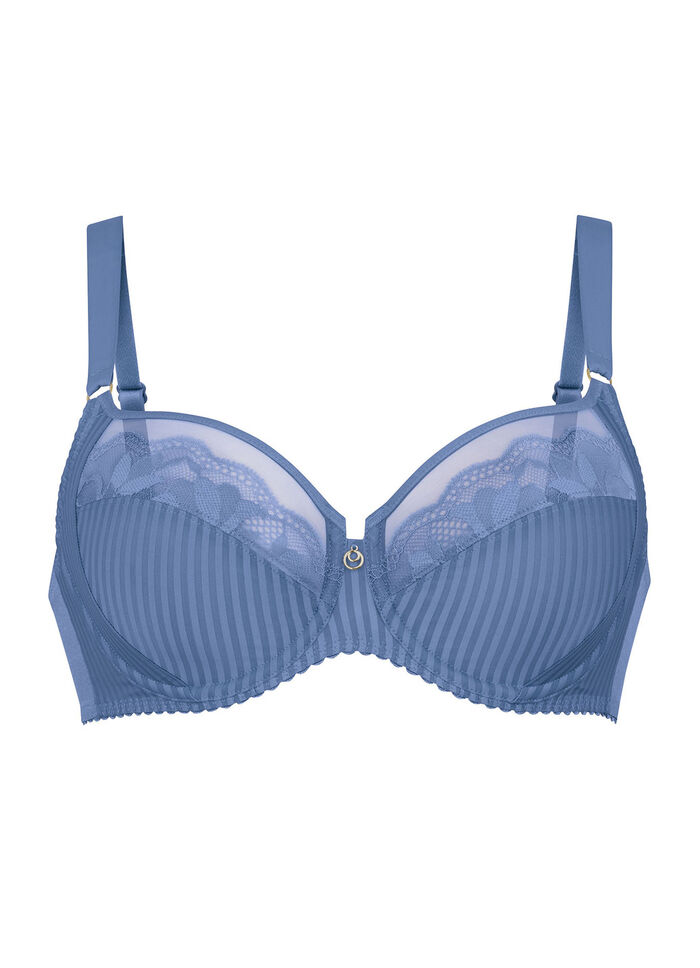 Rosa Faia bygel-bh med spets i tyllbroderi JEANSBLAU