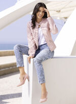 Jeans med blommigt heltäckande tryck