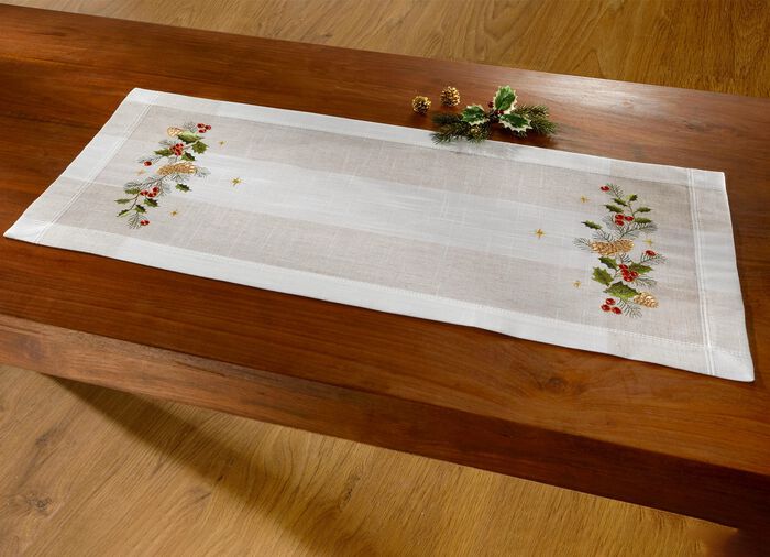 Genomarbetat broderad duk eller kuddfodral MOUSSERANDE VIN