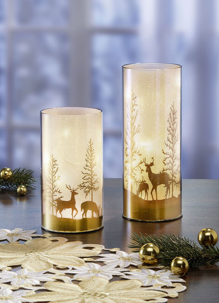 Lykta med integrerad belysning i set om 2 GULD