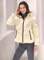 Dunjacka med fast huva 