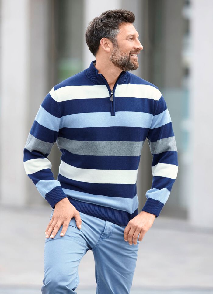 Randig troyer med kort dragkedja 