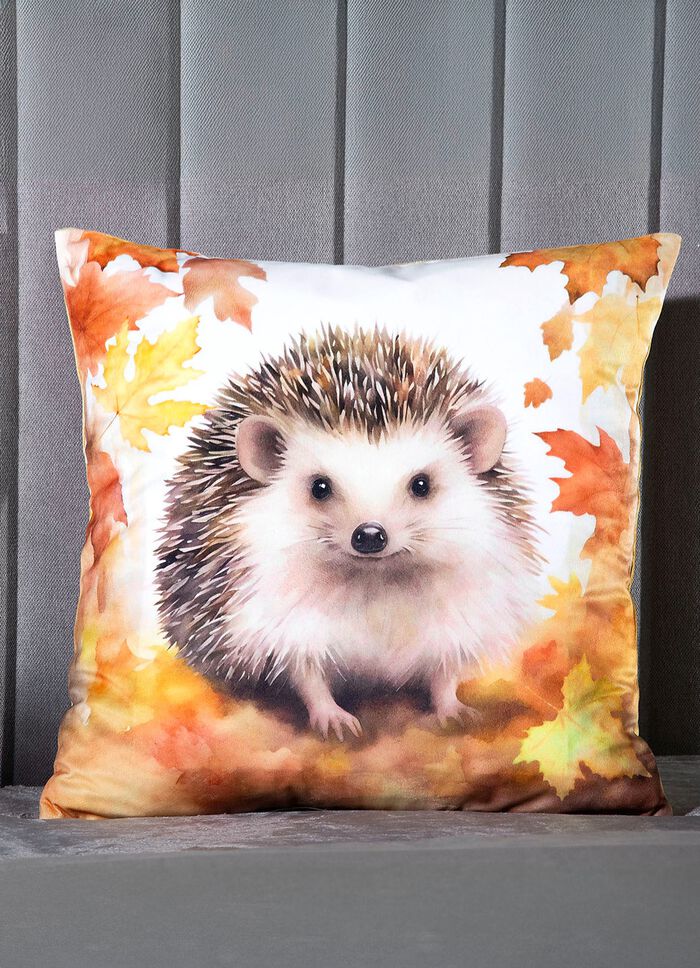Kuddfodral med h&ouml;stmotiv av igelkott 