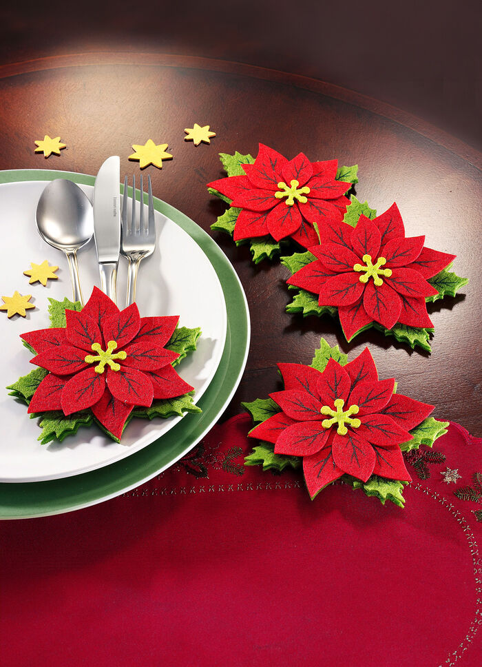 Julstjärna bestickpåsar, set om 4 