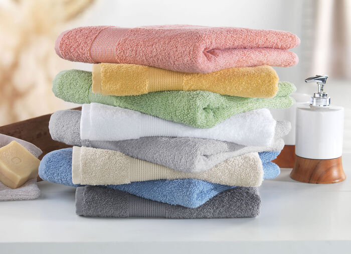 Mysig frottéserie med kant BEIGE