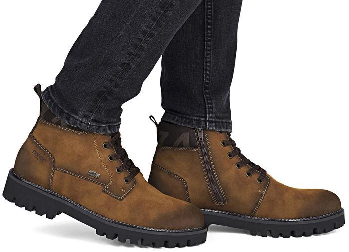 Rieker, fodrade herrst&ouml;vlar, vinterskor, bredd H, med dragkedja KONJAK