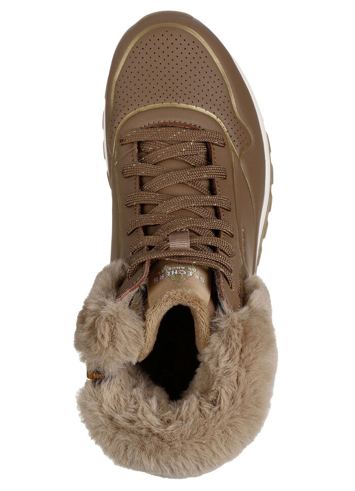 SKECHERS, fodrade damstövlar, vinterskor, med fluffig plyschkrage BRUNT