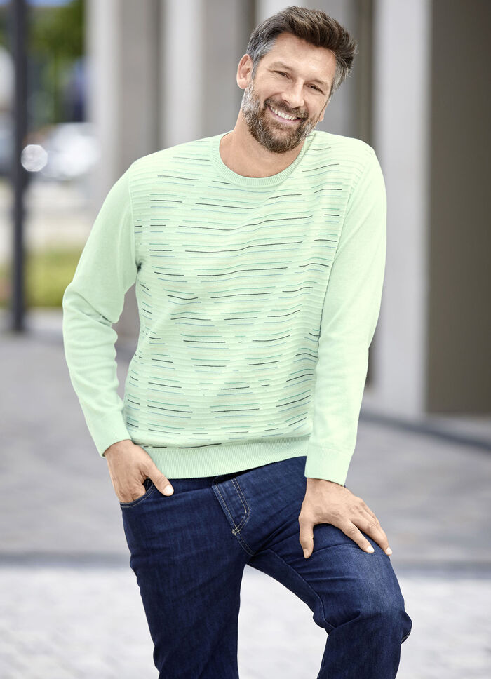 Tröja med rund hals i strukturerad design i 3 färger LIME MOTTLED