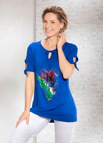 Skjorta med V-slits i 2 f&auml;rger 