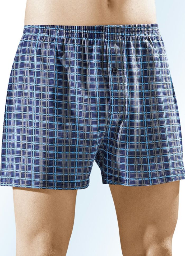 Fyrpack boxershorts med &ouml;ppning, f&auml;rgglada rutm&ouml;nster 