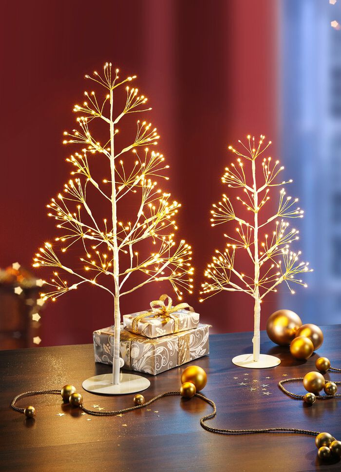 Belyst bordsdekoration i metall 