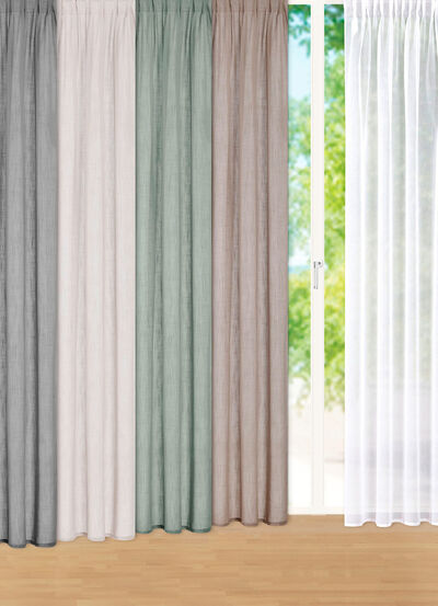 Halvtransparent gardin i linnelook 