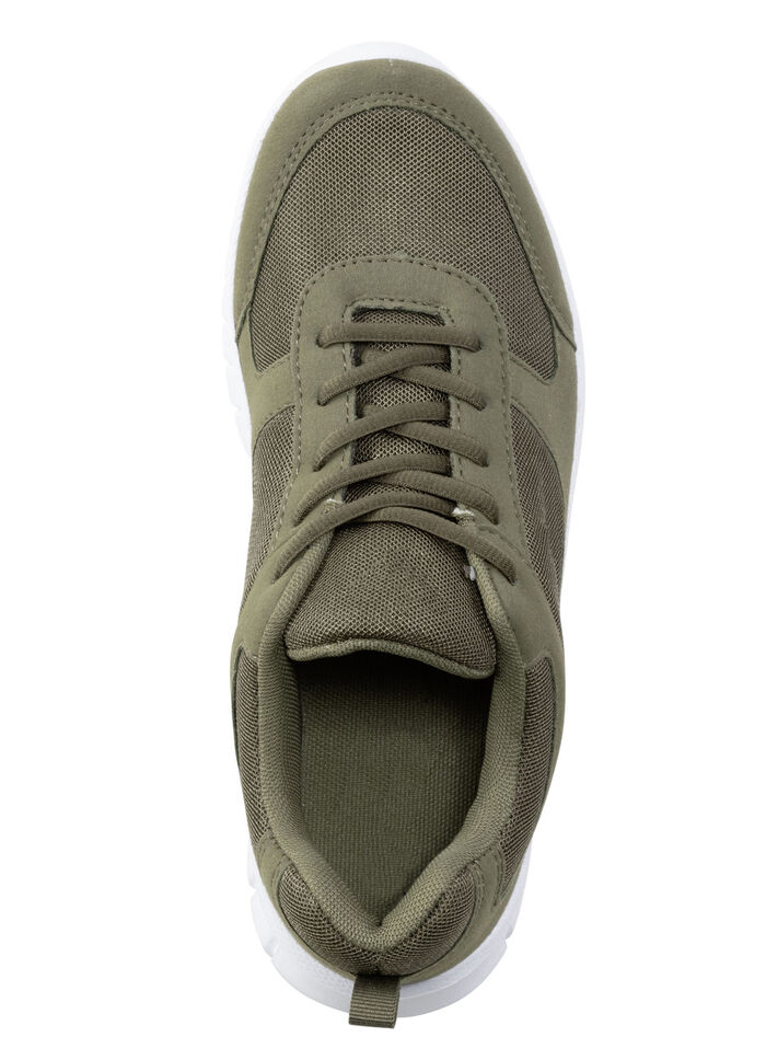 Sneakers med snörning av syntetiskt och mjukt textilmaterial OLIV