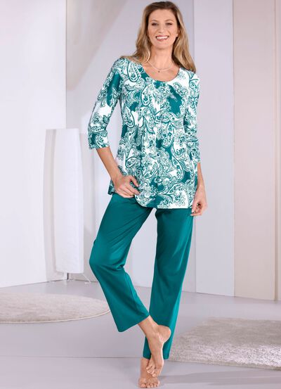 Pyjamas med 3/4-&auml;rmar och l&aring;ngbyxor 