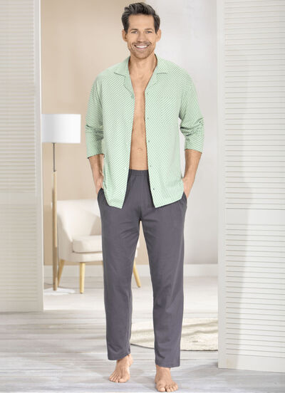 Pyjamas med genomknäppt topp och öppna ärmslut 