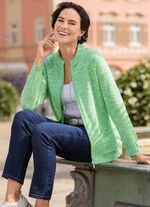 Kofta med stickade kanter och fickor GR&Uuml;N MELIERT