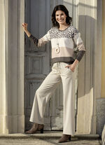 Finstickad tröja ECRU-BEIGE-BRUN