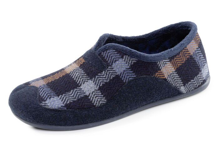 Klassiska herrtofflor med uttagbar fotbädd BLAU-CAMEL