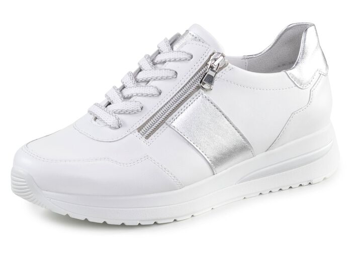 ELENA EDEN sneakers av nappal&auml;der VIT-SILVER