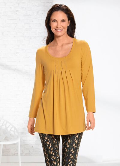 L&aring;ng skjorta med tallrikdekor i 2 f&auml;rger 