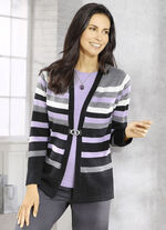 Tröja med nyull ANTRACIT-LILA-GRÅ MELERAD