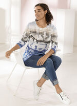 Eleganta jeans i 7/8-längd med vackra strasskanter JEANS BLÅ