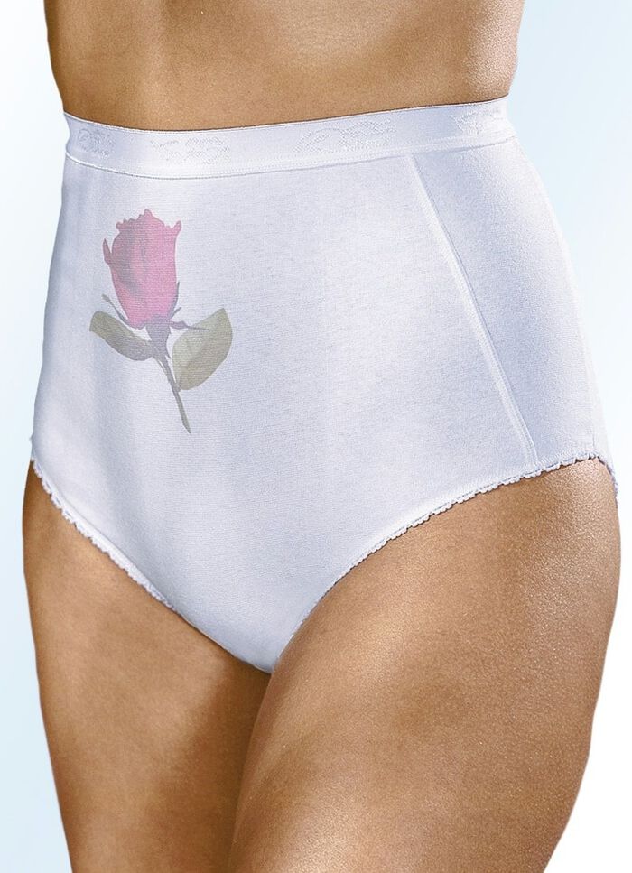 Trosor i fempack med rosentryck 