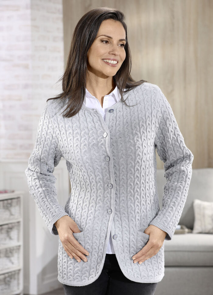 Kofta med jungfrulig ull GRÅ