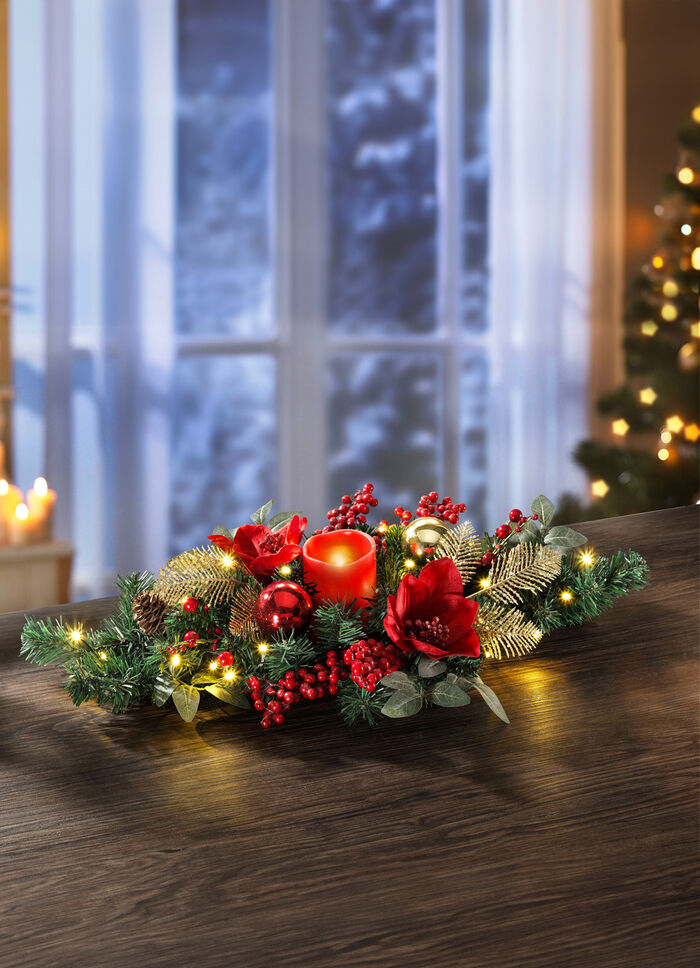 Bordsarrangemang med LED &auml;kta vaxljus 