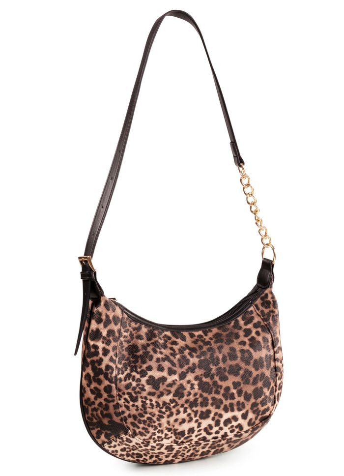 V&auml;ska, dam, med justerbar axelrem med kedjedetalj BRUNT-SVART