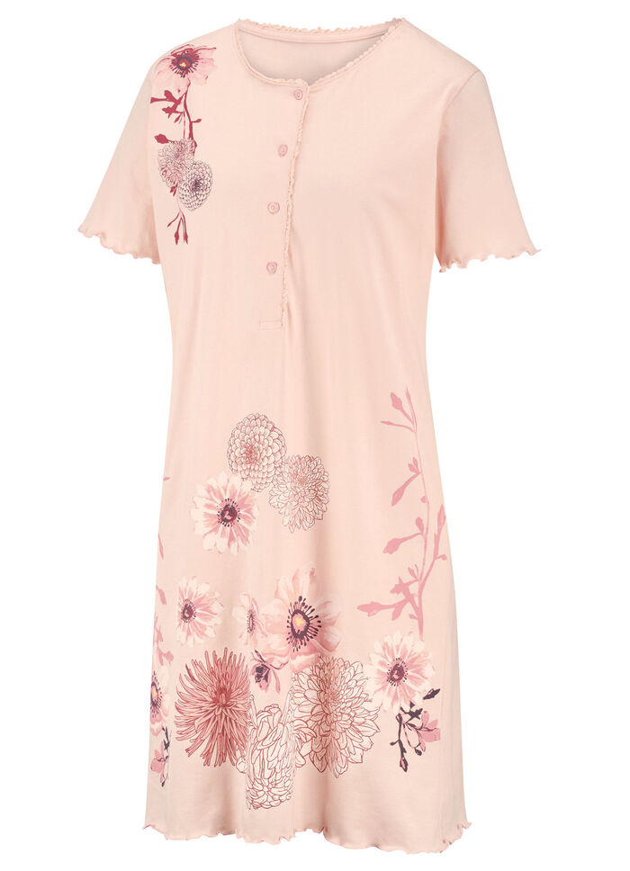 Tvåpack nattlinnen med knappslå och vågiga fållar 