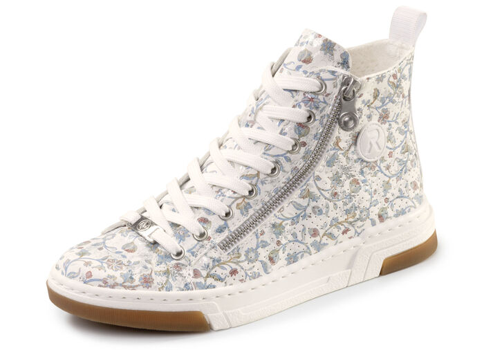 Rieker, moderiktiga damst&ouml;vlar, vidd G, med uttagbar fotb&auml;dd WEISS-BUNT