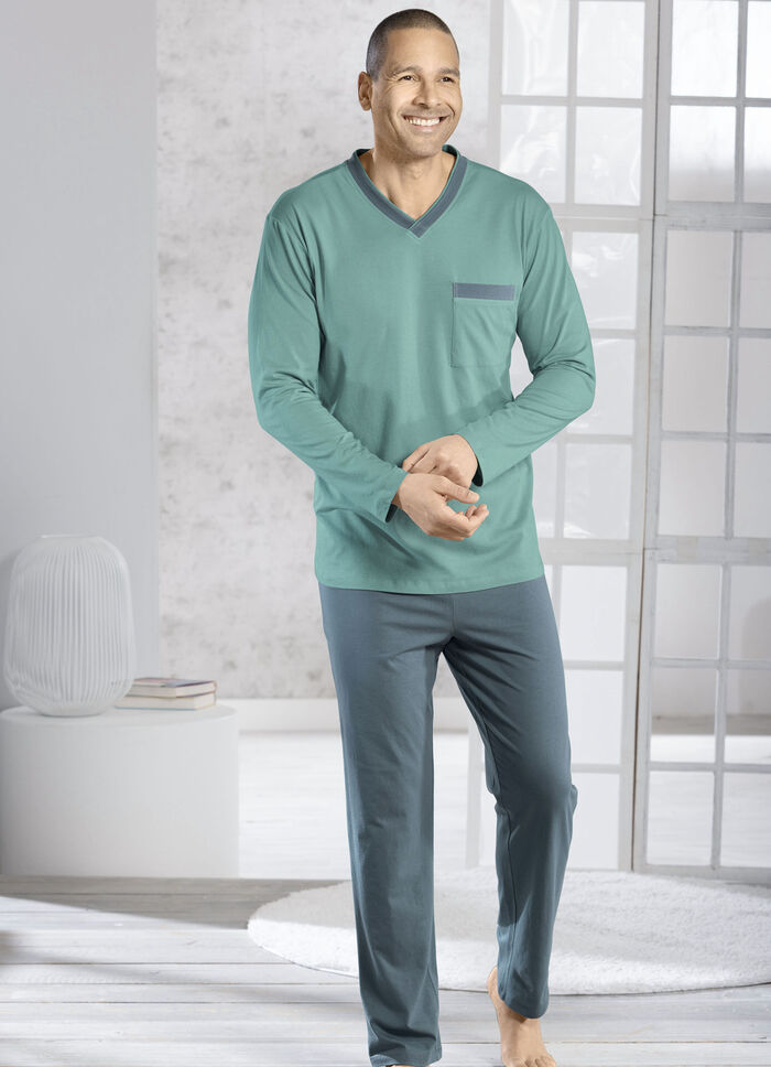 Tvåpack pyjamas med v-ringning och öppna fållar, 