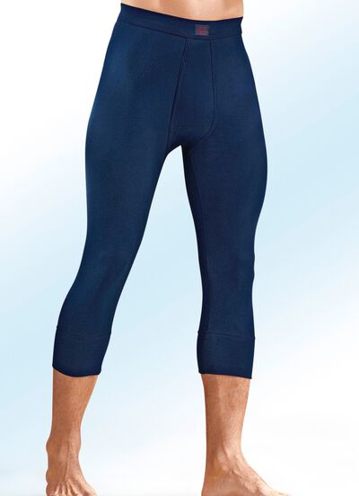 L&aring;ngkalsonger i 3/4-l&auml;ngd i tv&aring;pack av finribbat material med gylf, f&auml;rgade 