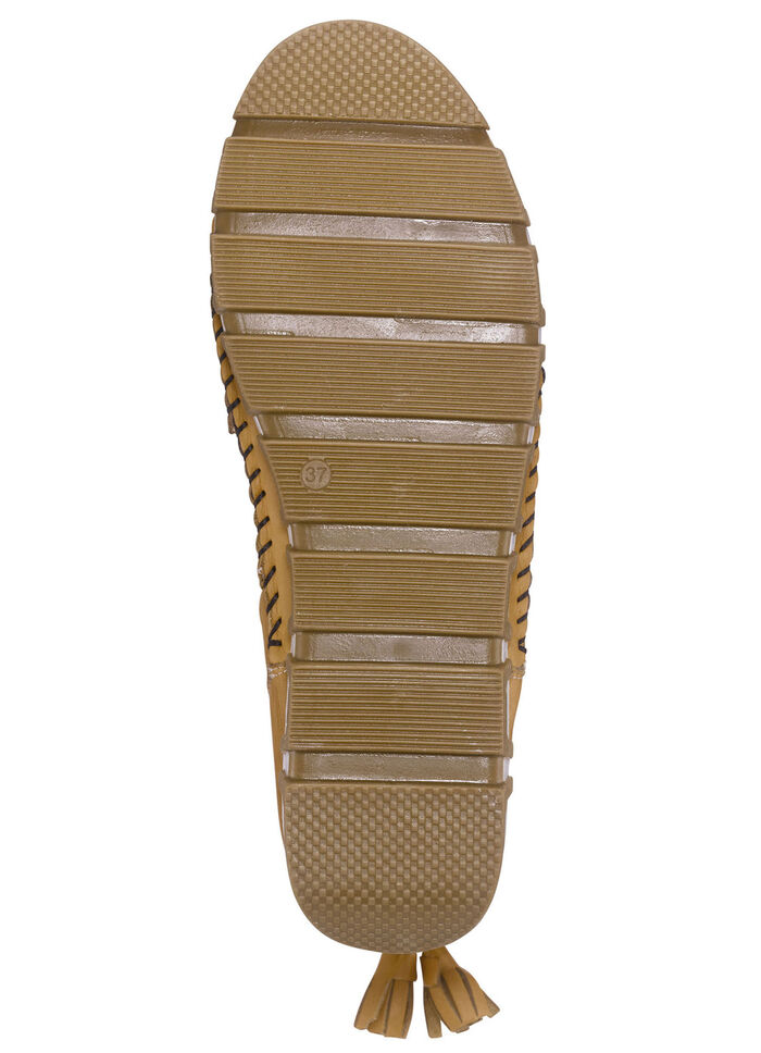 Gemini mockasin ankelkänga i nappaläder med skrynklig textur GUL