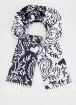 Halsduk med paisley- och hjärtmotiv, 
