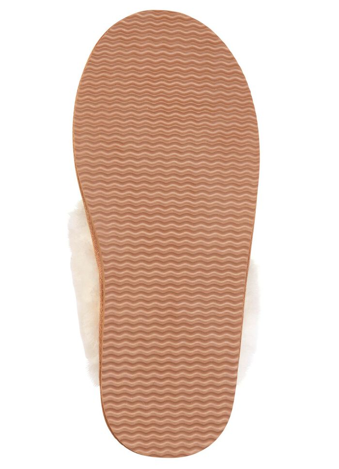 ELENA EDEN, varma damtofflor, med lammskinn KAMEL