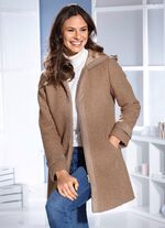 lång jacka med fast huva 