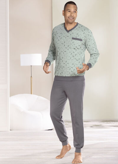 Tvåpack pyjamas med V-ringning och muddar i kanterna 