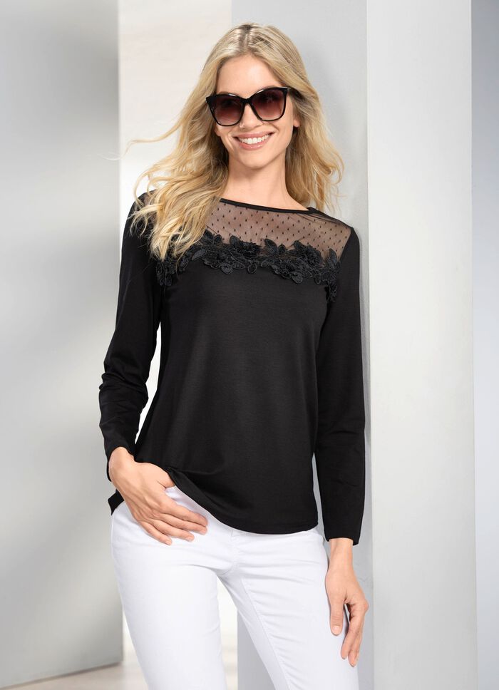 Skjorttunika med mesh-inl&auml;gg 