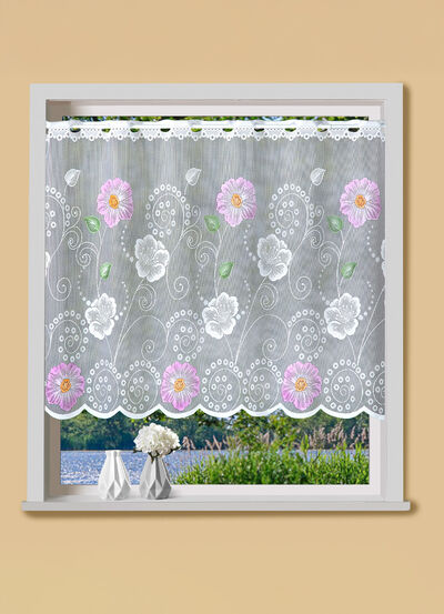 liten fönstergardin med stånggenomdragning 